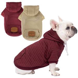lot 6193 image: 2 Pack Dog Hoodie Sweaters for Small Medium Dogs Warm Dog Clothes for Large Dogs Soft Waffle-Like Laminated Sweatshirt Bulldog (BrownWine Red, ML (Back 17,Chest 24.5, Neck 14.5))