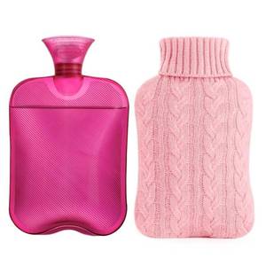 lot 6197 image: samply Hot Water Bottle with Knitted Cover, 2L Hot Water Bag for Hot and Cold Compress, Hand Feet Warmer, Ideal for Menstrual Cramps, Neck and Shoulder Pain Relief, Pink