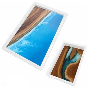 lot 6200 image: 2Pcs Extra Large Reusable Epoxy Resin Table Mold15.7x9.8x3 inch 11.4x7.5x2 inch Rectangles Epoxy Resin Molds for River Table, Coffee Side Table, Cutting Board, Charcuterie Board, Art Panel