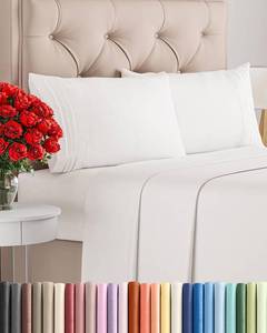 lot 6203 image: Queen Size 4 Piece Sheet Set - Comfy Breathable & Cooling Bed Sheets Set - Hotel Luxury Bedding for Women, Men, Kids, Teens, Boys & Girls - Deep Pockets, Soft, Wrinkle Free - Oeko-Tex - Antique White