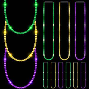 lot 6206 image: Ecation 12 Pcs LED Mardi Gras Beads Necklace Colorful Light up Bead Mardi Gras Glow Necklace Costumes Accessories for Carnival Birthdays Party Favors Supplies