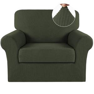 lot 6209 image: Turquoize 2 Piece Chair Covers Armchair Covers for Living Room Stretch Armchair Slipcovers Soft Chair Cover with Arms Feature Thick Jacquard Fabric, Machine Washable (Chair, Olive)