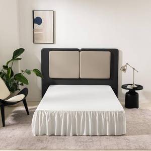 lot 6212 image: TSUTOMI Bed Skirt King Size Ruffled Bed Skirt with Split Corners, 16 Inch Drop Dust Ruffle Bed Skirts with Platform, Gathered Style, 100% Microfiber, Ivory