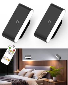 lot 6214 image: Battery Operated Wall Sconce Set of 2, Rechargeable LED Wall Mounted Light with Remote Control, Stick On Magnetic Wall Lights for Bedroom, 3 Modes Dimmable Bedside Reading Wall Lamps for Bedroom