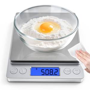 lot 6218 image: OGWAI Rechargeable Digital Food Scale with Gram and Ounce, Measuring Range 0.1g3kg(6.6lb), Smart Kitchen Scale for Food, Baking, Cooking, Sourdough Bread, Weight Loss - Small Kitchen Gadget Product