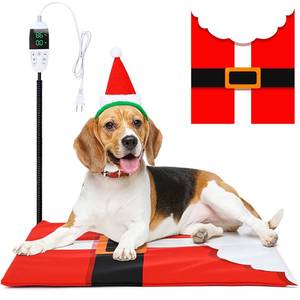 lot 6224 image: Tuanse Christmas Pets Heating Pad for Cats Dog 12 Level Adjustable Temperature Electric Heated Pad with Timer Waterproof Cat Heated Bed with Chew Resistant Cord for Pet Dog Puppy(17.7 x 23.6 Inch)