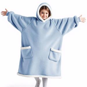 lot 6226 image: Bedsure Blanket Hoodie, Wearable Blanket Hoodie as Gifts for Mom, Birthday Gifts for Women Kids Teens Sherpa Sweatshirt, Sky Blue, Kids