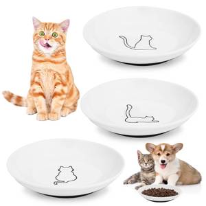 lot 6239 image: TranRantic 3 Pcs Ceramic Cat Food Bowls, Cute Cat Bowls, 5.9 Inch Cat Plates Set for Wet and Dry Food Water, White Flat Cat Dish with Non-Slip Base for Cats and Puppies (3 Kitten Patterns)