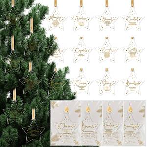 lot 6240 image: Roowest 36 Sets Religious Christmas Ornaments Bulk Christmas Christian Gifts Acrylic Star Christian Ornaments for Xmas Tree Card Bag Bible Verse Faith Based Hanging Sign Church Home Decorations