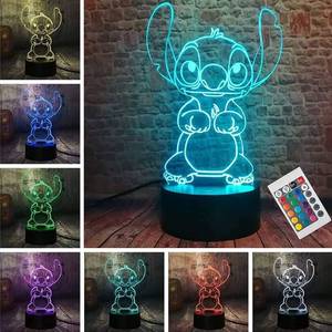 lot 6245 image: LOUHH 3D Illusion Night Light, 16 Color Night Light - 3D LED Intelligent Remote Control Lamp for Childrens Room Decoration and Childrens Gifts left ear broken off
