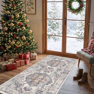 lot 6265 image: Hallway Washable Runner Rug - 2x6 Kitchen Rugs Entryway Rug Runner Vintage Soft Floor Mat Non Slip Indoor Farmhouse Carpet for Bathroom Living Room Bedroom (2 X 6, Brick)
