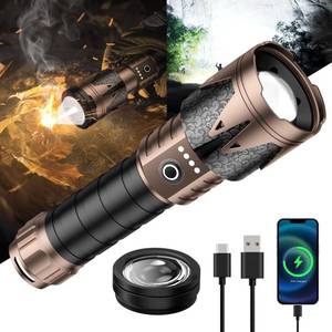 lot 6278 image: SKYFIRE Rechargeable Flashlights High Lumens with Ignition Lens,5000 Super Bright Tactical Flashlight,Zoomable,6Modes,Waterproof Flash Light for Camping Essentials,Outdoor,Home Emergency-Upgraded