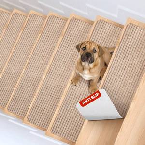 lot 6280 image: MBIGM 8 X 30 (15 in Pack) Non-Slip Carpet Stair Treads Non-Skid Safety Rug Slip Resistant Indoor Runner for Kids Elders & Pets with Reusable Adhesive - Cornstalk - Carpet Pads for Stairs