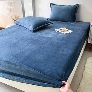 lot 6283 image: MorroMorn Fleece Sheets Ultra Soft, Fuzzy Plush Flannel Sheet Set 3 Piece - All Season Bedding Set with 20 Deep Pocket Fitted & 2 Pillowcases, Luxury Velvet Warm Cozy (Navy, California King)