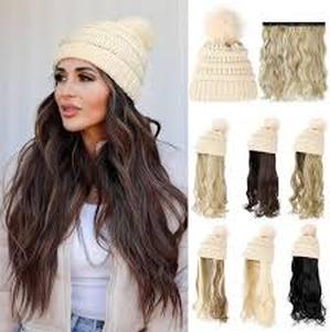 lot 14479 image: Beanie hat wig. Black hair