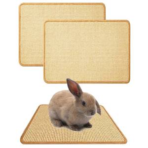 lot 6262 image: Oncpcare 2PCS Rabbit Scratch Mat Natural Bunny Scratching Pad Claws and Teeth Care Rabbit Mats for Cages Chew Toys for Bunny Pet Cage Bedding for Biting Sleeping Nesting, 16x12