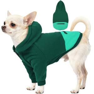 lot 6264 image: SeranPup Puppy Hoodies with Pocket, Cozy Dog Hoodie Fleece Sweater Pullover for Bichon Frise, Sweatshirts for Small Dogs Warm Long Sleeve Chihuahua Jacket, Indoor Outdoor, Green, S