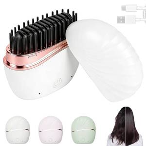 lot 6266 image: Mini Straightener,Mini Hair Straightener for Women,New Rechargeable Wireless Portable Hair Straightener Brush,Rapid-Heat with Three Temperature Controls,Heat-Resistant Shell Travel Comb (White)