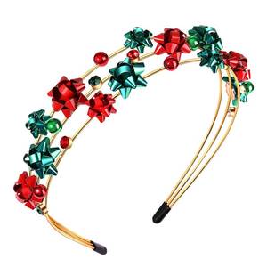 lot 6272 image: mokkia Christmas Headband for Women Red Green Xmas Bow Headband Jeweled Rhinestone Hairband Christmas Holiday Outfits Gifts (Chrismas 3)