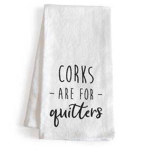 lot 6280 image: MAINEVENT Corks Are For Quitters 18x24 Inch White Cotton Hand Towel
