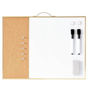 lot 6283 image: Small Cork Board Whiteboard Combo - 12 X 16 Portable Aluminum Gold Framed Magnetic Dry Erase Board for Wall, Mini Bulletin CorkBoard with a Handle for Office, Home and School