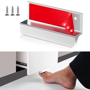lot 6291 image: BaiNong Adhesive Touchless Foot Pulls for Cabinet Trash Can Silvery 4 Touchless Hands Free Trash Opener for Overlay Kitchen Cabinet Door Bins (1, FH01-Silvery)