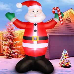 lot 6314 image: ENLIEASE Christmas Inflatables Outdoor Decorations, 6 FT Santa Claus Christmas Decor for Front Back Yard Garden Lawn, Blow Up Inflables De Navidad Built-in LED Light with Candy Cane