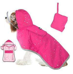 lot 6316 image: SlowTon Dog Raincoat, Adjustable Dog Rain Jacket Clear Hooded Double Layer, Waterproof Poncho with Reflective Strip Straps and Storage Pocket for Small Medium Large Dogs Puppies(FU L)
