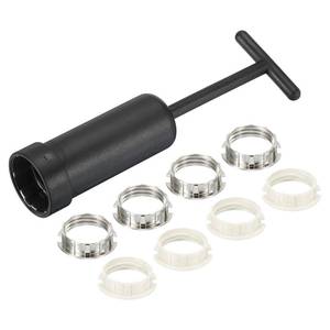 lot 6327 image: MECCANIXITY G9 Light Socket Rings Metal Lamp Shade Holder Ring Replacement with Removal Tool Silver Tone White 1 Set9pcs