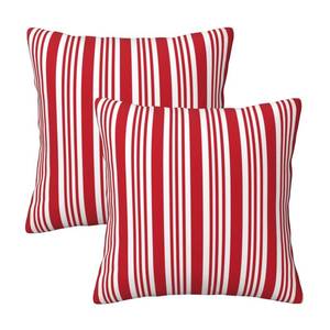 lot 6328 image: Red and White Striped Pillow Covers 18x18 in Couch Pillow Case Sets of 2 Modern Decorative Square Throw Pillows for Home Living Room Bedroom Bed Cushion Outdoor