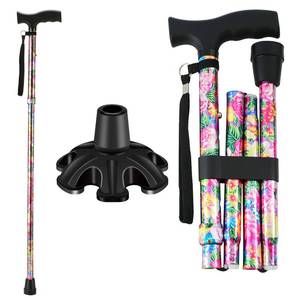 lot 6331 image: Walking Cane LIXIANG Cane for Woman  Mobility & Daily Living Aids  5-Level Height Adjustable Walking Stick  Comfortable Plastic T-Handle Pink Print