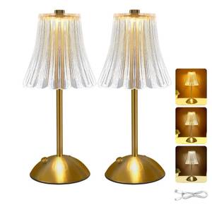lot 7250 image: HULKNPE 2Pcs Cordless Table Lamp for Bathroom,Battery Operated Table Lamps Waterproof Shower Lamp Rechargeable Dimmable Lamp Small Touch Crystal Lamps,3 Color LED Lamp 2600mAh (Vintage)