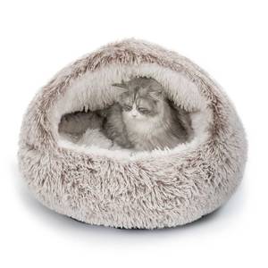 lot 7257 image: CATISM Plush Hooded Cat Bed, Calming Nest, Self-Warming Cave, Cozy Pod for Indoor Cats or Small Dogs, Removable Washable Cove With Non-Slip Bottom