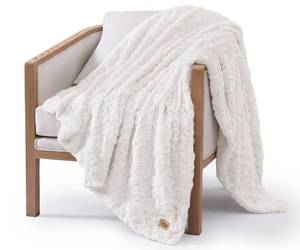 lot 7258 image: UGG Adalee Faux Fur Throw Blanket Luxury Lightweight Cozy Soft Throw for Couch Bed or Chair Hypoallergenic Machine Washable Double-Sided Fluffy Blanket Home Decor, 50-inch x 70-inch, Natural White