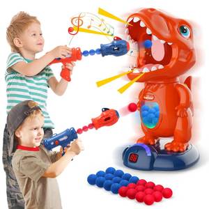 lot 7264 image: EagleStone Movable Dinosaur Shooting Toys for Kids Games with 2 Air Pump Gun, Party Toys with Score Record, LED & Sound, 48 Foam Balls Electronic Target Practice Gift for Boys and Girls