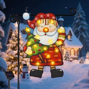 lot 8204 image: Lighted Christmas Garden Flag for Outside,8 Modes Led Santa Claus Yard Flags 12x18 Double Sided, Winter Outdoor Decorations for Home Porch Patio (Santa Claus-12x18)