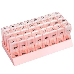lot 8215 image: Monthly Pill Organizer 2 Times a Day, one Month Pill Box AM PM, 30 Day Pill Case Small Compartments to Hold Vitamin and Travel Medicine Organizer, 31 Day Pill Organizer, 4 Week Pill Cases��Pink��