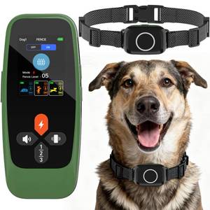 lot 8223 image: KITPLUS Wireless Dog Fence System �� Electric Fence for Dogs 4-in-1 Dog Training Collar with Remote, Bark Control, Status Monitor Waterproof Electric Fence for Medium Large Dogs Outdoor Use