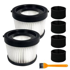 lot 8229 image: 2 Pack DCV5011H HEPA Filter Compatible with DEWALT DCV501HB Cordless Handheld Vacuum, with 4 Foam Sleeve Filters & 1 Brush