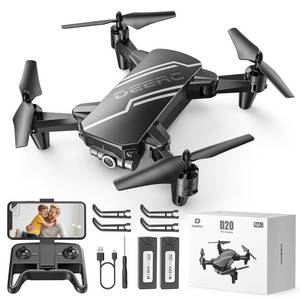 lot 8231 image: DEERC D20 Mini Drone for Kids with 1080P HD FPV Camera Remote Control Toys Gifts for Boys Girls with Altitude Hold, Headless Mode, One Key Start Speed Adjustment, 3D Flips 2 Batteries, Black