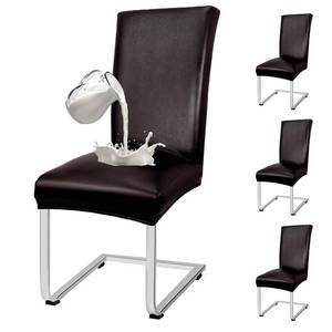 lot 8253 image: WENZMOC PU Leather Dining Chair Covers Removable 100% Waterproof Chair Covers for Dining Chairs Set of 4, Stretchy & Soft High Back Kitchen Chairs Cover Protectors (Dark Brown)