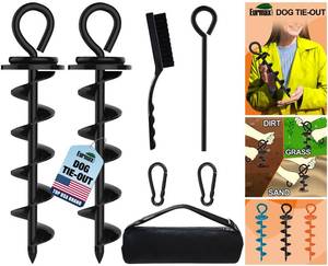 lot 13164 image: Eurmax USA Heavy Duty Dog Tie Out Stake for Large Dogs up to 210 lbs Dog Stakes for Outside,Dog Anchor, Gadgets, Accessories for Dogs,Dog Runner Leash Stake Trampoline Stakes(2,Medium,Black)