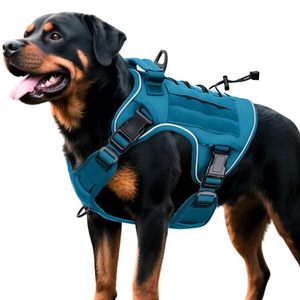 lot 13166 image: Heavy-Duty Tactical Dog Harness for Large Dogs, No Pull Adjustable Reflective Pet Vest with Molle System, K9 Military-Grade Control for Service Training, Outdoor & 10 Breeds, Blue, XX-Large