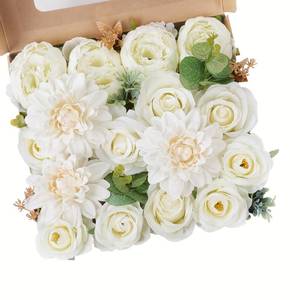 lot 13168 image: AGIRL Artificial Flowers Combo Fake Flowers Rose Silk Flowers with Stems for DIY Wedding Bouquets Centerpieces Arrangements Table Decor Bridal Baby Shower Party Home Decor (Cream White)