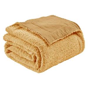 lot 13188 image: EMME Muslin and Fleece Throw Blanket Reversible - 5060 Beige Soft Warm Throw Blankets for Couch Bed Picnic Travel Bed