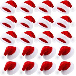 lot 13189 image: Vicenpal 20 Pcs Santa Hats Bulk Plush Christmas Hats for Adults Women Men Holiday Party Costume(Red)