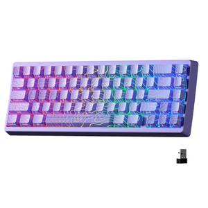 lot 13194 image: HITIME x XVX M67 60% Percent Keyboard Wireless, QMKVIA Topographic Gaming Keyboard, Tri-Mode Thocky Creamy Mechanical Key Board, Hot Swappable Mount RGB IMD Tech for WinMac, Purple