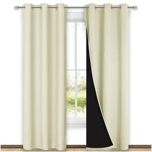 lot 13209 image: NICETOWN Room Warming Blackout Curtains 80 inches Long, Full Light Blocking Drapes with Black Liner for Nursery, Thermal Insulated Draperies for Hall, Villa (Beige, 2 Pieces, 42 Wide Each Panel)