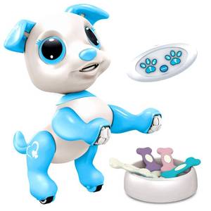 lot 13213 image: Robo Pets Robot Dog Toy for Girls and Boys - Remote Control Robot Toy Puppy with LEDs, Sound FX, Interactive Hand Motion Gestures, STEM Program Treats, Dancing and Walking RC Pet for Kids (Blue)