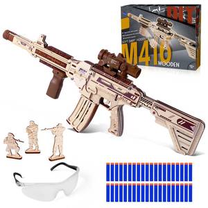 lot 13228 image: VATOS Wooden Gun Puzzles, 3D Wood Puzzles Gun for Adult with Foam Soft Bullet, Electric Wooden M416 Rifle Puzzle Toy Model, Wood Puzzle DIY Building Kits for Adult Christmas Birthday Gift